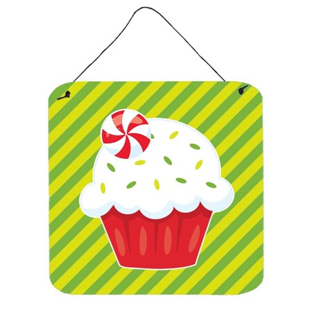Carolines Treasures Christmas Pepermint Cupcake Wall or Door Hanging Prints BB6819DS66